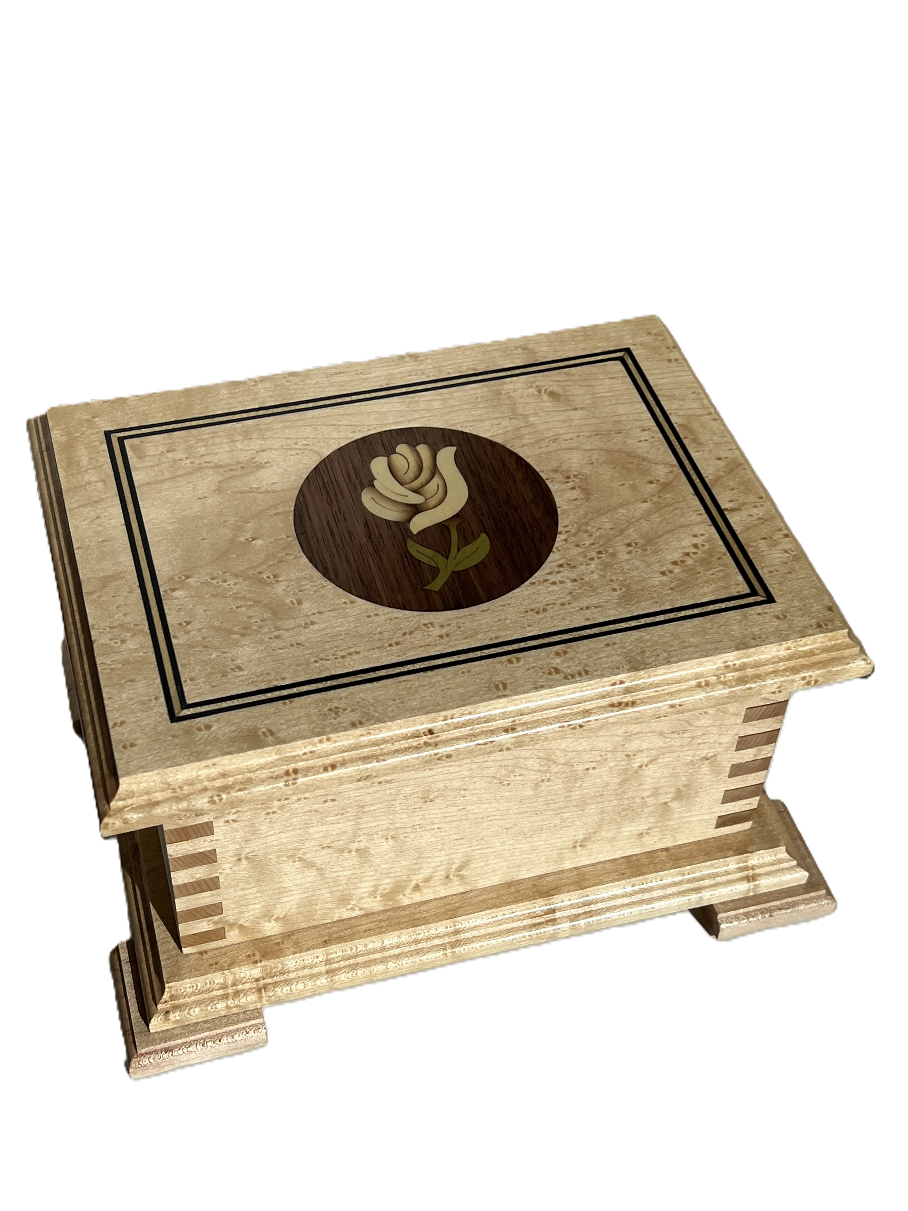 Handcrafted Exotic Wood Keepsake Box with Inlay & Carving Options